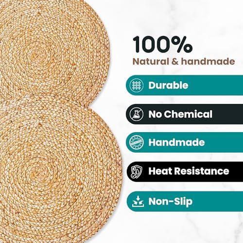 Eco Crave Natural Jute Placemats Set of 16, Round Woven Table Mats, 13 Inch Rattan Charger Plates, Bulk Set for Weddings, Parties & Events - Image 6