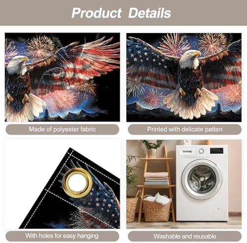 7 * 16FT Eagle flag God Bless The USA Garage Door Cover Decorations Independence Day Garage Door Banner for Outdoor Indoor Patriot Party Photography Backdrop - Image 3