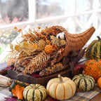 Funnymoom Fall Cornucopia Centerpiece Set with Leaves Pumpkin, Rustic - Image 6