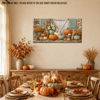 WAXWHELK Pumpkin Fall Canvas Wall Art, Barn Pumpkins Flowers Door Harvest Painting Pictures Rustic Farmhouse Artwork for Home Decor, Autumn Thanksgiving Prints (24"x47") - Image 4