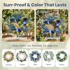 22'' Autumn Wreath for Front Door Decor,Sunflowers with Berry Accents - Image 4
