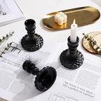 Glass Candle Holders Set, Vintage Decorative Design,Elegant Table Candlesticks Set for Dining Room,Wedding, Spring Party, Romantic Dinner, Festival & Windowsill Decor (12, Black, XZS) - Image 7