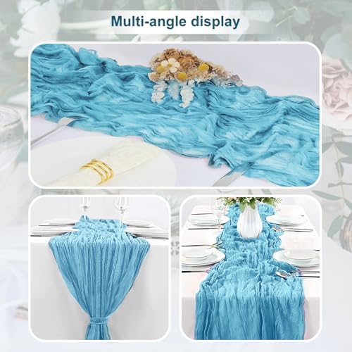 10 Pack Baby Blue Cheesecloth Table Runner 35x120 Inch 10Ft Rustic Gauze Cheese Cloth Table Runner Sheer Cheesecloth Table Runners for Wedding Party Bridal Shower Decoration - Image 5