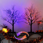 2 Pack Halloween Tree, Vanthylit Black Tree with Orange Purple Bi-Color Led Lights 6 Functions, USB & Battery Operated Lighted Willow Branch for Indoor Halloween Decorations (22 inch,24 LED) by Vanthylit