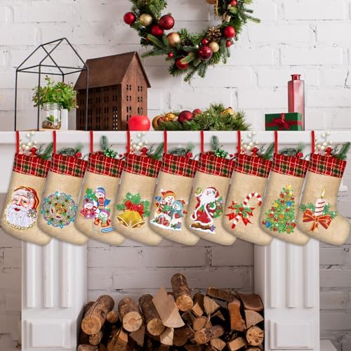 Glimin 9 Sets Christmas Diamond Art Stocking 5D by Glimin
