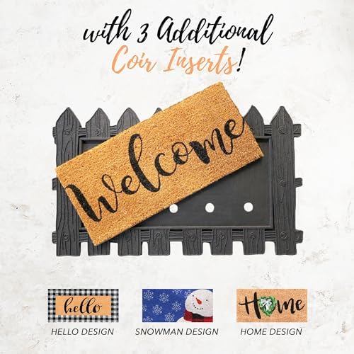 Autumn Alley Interchangeable Welcome Mat Set – Farmhouse Door Mat with Rubber Base & 4 Seasonal Coir Inserts – Swap Designs for Every Season – 18x30 Outdoor Front Porch Mat - Image 3