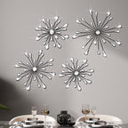 Hicarer 4 Pcs Starburst Wall Decor, Bling Metal Wall Art, Black by Hicarer