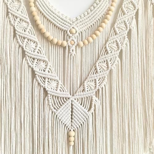Achart Macrame Wall Hanging Large- Boho Wall Decor- large wall art- Wall Decor Living Room- Macrame Tapestry Boho Decor for Bedroom (Beige-V) - Image 3