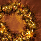 9FT Prelit Artificial Christmas Garland with Dual Color LED Lights and Timer by Remote Control and Batteries Operated for Mantle Stairs Fireplace Door Xmas Decoration, Indoor Outdoor, Green - Image 4