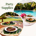 24Pcs Luau and Palm Placemats Raffia Grass Tropical Palm Leaf Place Mats for Dining Tables Family Gatherings Parties - Image 7