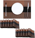 Leetaltree Brown with Black Striped Placemats Set of 12 - Heat Resistant Non-Slip Place mats for Dining Table, Washable Durable PVC Vinyl Woven Table Mats（Brown Stripe, 12） by Leetaltree-ArtatEveryTable