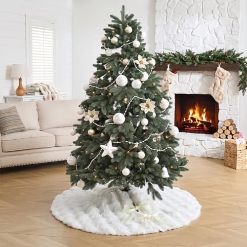 ORTIGIA Bubble Faux Fur White Christmas Tree Skirt 48 Inch - Image 3