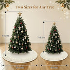 VOXOR 60 Inch Christmas Tree Skirt, Extra Large Chunky Knitted Tree Skirt with Bow Tie Closure, Cream Vintage Tree Skirts for 9 & 10 Feet Trees, Farmhouse Christmas Decorations for Home Living Room - Image 3