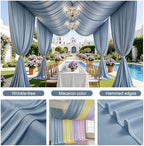 2 Panels 5ft(W) x 20ft(H) Dusty Blue Ceiling Drapes for Wedding Parties - Image 4