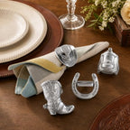 Arthur Court Western Napkin Rings Set - Cowboy Saddle, Boot, Hat, Horseshoe - Aluminum Table Decor - 3" Diameter - Image 5