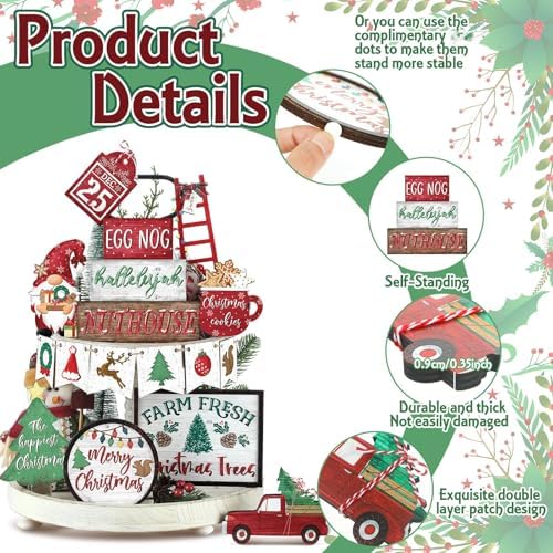 14 Pcs Halloween Tiered Tray Decor Set, Gnome Wood Table Signs (Cute) - Image 3