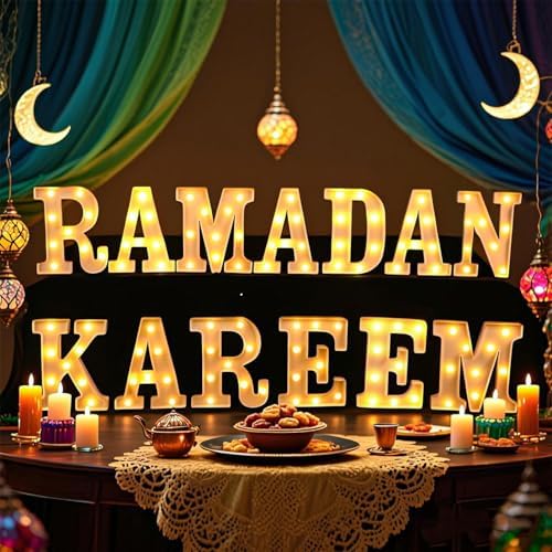 Aurelema Sukkot Large LED Letter Sign LED Lights, Ramadan Kareem, 8.27 Inches by Aurelema