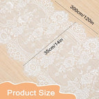 cobee 20 Pcs White Lace Table Runners, 14 x 120 Inch Rustic Embroidered Boho Table Runner Vintage Floral Wedding Decoration for Bridal Shower Vintage Party Decor - Image 3