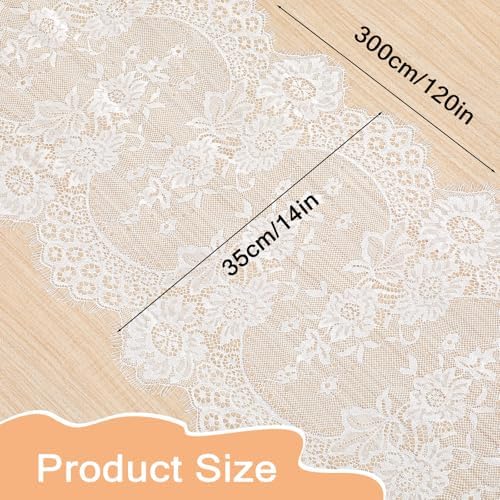 cobee 20 Pcs White Lace Table Runners, 14 x 120 Inch Rustic Embroidered Boho Table Runner Vintage Floral Wedding Decoration for Bridal Shower Vintage Party Decor - Image 3