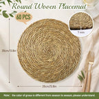 Colingmill 60 Sets 13.8 Inch Round Woven Placemats Bulk Farmhouse Boho - Image 2