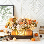 Mason Jar Centerpiece with Wood Tray – 3 Jars Orange & Beige Chamomile - Image 7