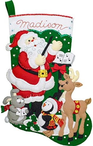 Bucilla 86930E Felt Applique Stocking Kit Santa Choir Practice 18" - Image 2