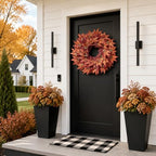 26" Artificial Fall Maple Leaves Wreath for Front Door Decoration (Orange) - Image 3