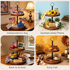 Tiered Tray Stand, Rustic 2 Tier Round Serving Tray, 2-Pack - Image 6
