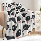 Cute Panda Face Fleece Blanket - Lightweight Soft Cozy Gifts Throw for Animal Lovers,Kids,Women,Girls,Sweet Pandas White Blankets,Home Room Modern Art Decor 50x60in - Image 3