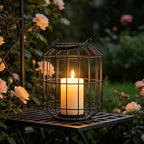 Black Metal Cage Candle Lantern, 10.6" Hanging Pillar Candle Holder, Rustic Farmhouse Lantern Decor for Indoor Outdoor, Vintage Lantern with Handle for Home Wedding Patio Christmas - Image 3