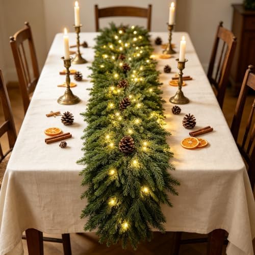 HipTree 6FT Real Touch Lighted Christmas Cedar Garland with Lights String - Image 3