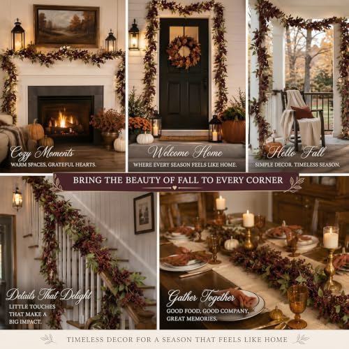 6ft Faux Dusty Plum Berry Garland with Lights, Fall Mantel Decor - Image 4