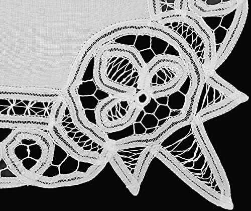 Creative Linens White Battenburg Lace Table Runner 16x70 Inch Dresser Scarf - Image 3