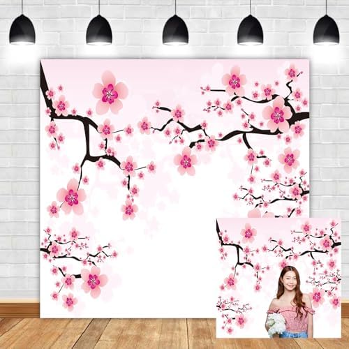 Leyiyi Romantic Cherry Blossoms Backdrop 8x8ft Photography Background Valentine's Day Decoration Soft Pink Love Theme Wedding Party Kids Girls Boys Adults Love Photo Booth Video Props by Leyiyi