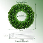 32'' Large Boxwood Wreath, Foldable Green Wreath with a Sash - Image 4