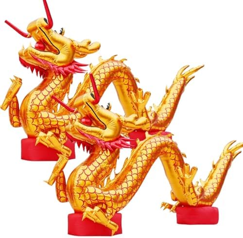 Inflatable Dragon Large Long Inflatable Dragon Decoration Outdoor Chinese New Year Decorations for Party Indoor Outdoor Christmas Garden Yard Decor(2pcs,8M) by buyzg