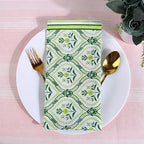 FINGERCRAFT Cloth Napkins Set of 12 Cotton Linen, 20x20 Inch, Damask Green - Image 4