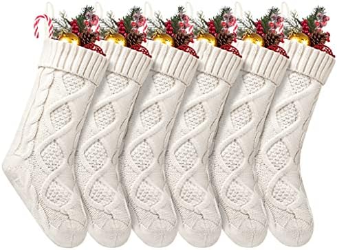Fesciory Christmas Stockings 6 Pack, 18 Inch Large Cable Knit Xmas Decor by Fesciory