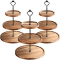 Zopeal 3 Set 3 Tier Wood Cupcake Stand,Rustic Wooden Serving Tray Farmhouse Dessert Display Tiered Cake Tower Holder for Kitchen Wedding Birthday Tea Party Decorations(Medium(5.9''7.8''9.8'')) by Zopeal