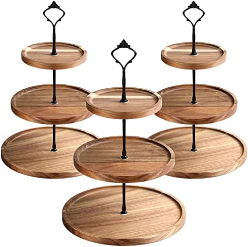 Zopeal 3 Set 3 Tier Wood Cupcake Stand,Rustic Wooden Serving Tray Farmhouse Dessert Display Tiered Cake Tower Holder for Kitchen Wedding Birthday Tea Party Decorations(Medium(5.9''7.8''9.8'')) by Zopeal