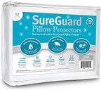 Set of 2 Queen Size SureGuard Pillow Protectors - 100% Waterproof, Bed Bug Proof, Hypoallergenic - Premium Zippered Cotton Terry Covers by SureGuardMattressProtectors