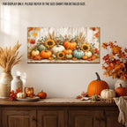 WAXWHELK Pumpkin Fall Canvas Wall Art, Pumpkin Sunflowers Wheat Stalks Maple Leaves Harvest Painting Pictures, Rustic Farmhouse Autumn Thanksgiving Artwork for Living Room Decor (12"x24") - Image 2