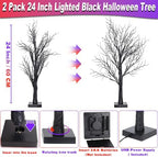 [Timer] 2 Pack Halloween Decorations Indoor, 24 Inch Lighted Black Halloween Tree with 24 Orange & Purple Lights, USB or Battery Powered Spooky Tabletop Tree for Home, Party, Fireplace & Holiday Decor - Image 2