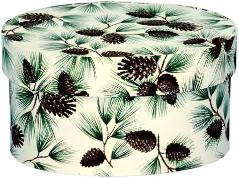 Sarah's Hat Boxes – Pine Cones Decorative Gift Box | Elegant Reusable Storage Boxes for Gifts, Keepsakes, Jewelry, or Special Items | Unique Printed Design by SarahsHatBoxes
