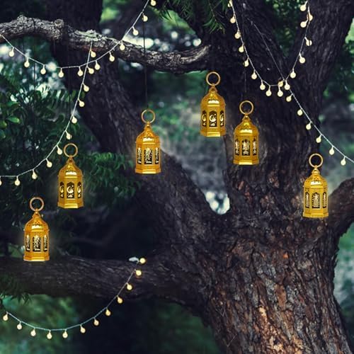 Venforze 12pcs Gold Ramadan Lantern Lights, Ramadan Decorations, Mini EID Mubarak Candle Lanterns，Ramadan Decorations for Home, Table, wall رمضان للزينة ومصباح رمضان للزينة - Image 7