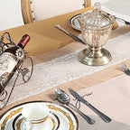 Shimeyao 12 Pcs Burlap Table Runners White Lace 11.8 x 70.9 Inch Rustic - Image 7
