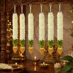 Divyakosh Fabric Hangings with Golden Lotus-6 Pcs-Small- 12 INCH | Floral Wall Hangings, Temple-Decoration Items, Backdrop for Pooja Decorative, Varalakshmi Vratam Decor| Varamahalaxmi Decor Items | - Image 3