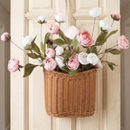 Fuutreo Faux Silk Peony Basket Wreath Artificial Floral Door Hanging Basket by Fuutreo