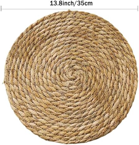 Handmade Heat Resistant 13.8" Round Woven Placemats Set of 12, Wicker Boho No Chemical Natural Water Hyacinth Place Mats, Farmhouse Table Mats for Kitchen Dining Table,Home Decorations,Wedding - Image 2