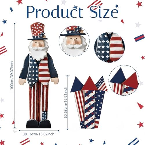 Yerliker 2 Pcs Patriotic Wooden Porch Signs for Outdoor Decorations - Image 3